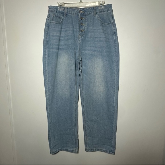 Boyfriend Barrel Cut Women's Jeans Button Up Size Large - Picture 1 of 6